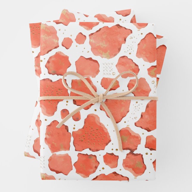 Coral Agate Texture Modern Abstract Stone Gift W Geschenkpapier Set (Beispiel)
