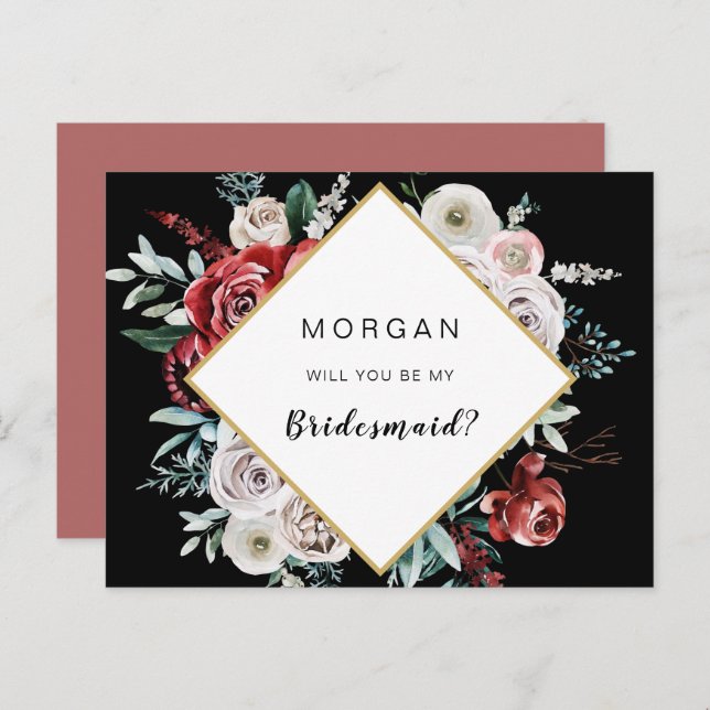 Coral Almond Floral werden Sie meine Bridesmaid Postkarte (Vorne/Hinten)