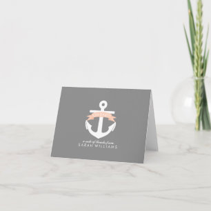 Coral Anchor Nautical Baby Dusche Dankeskarte