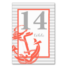 Coral Anchor Tischnummer Card