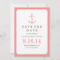 Coral Anchor Wedding Save the Date
