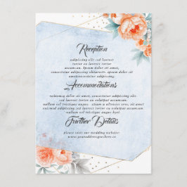 Coral and Dusty Blue Wedding Information Guest Begleitkarte