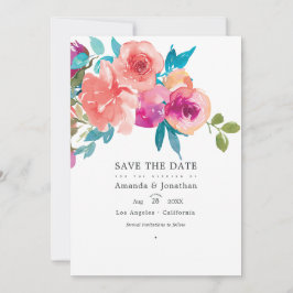 Coral and Fandango Floral Wedding Foto Save The Date