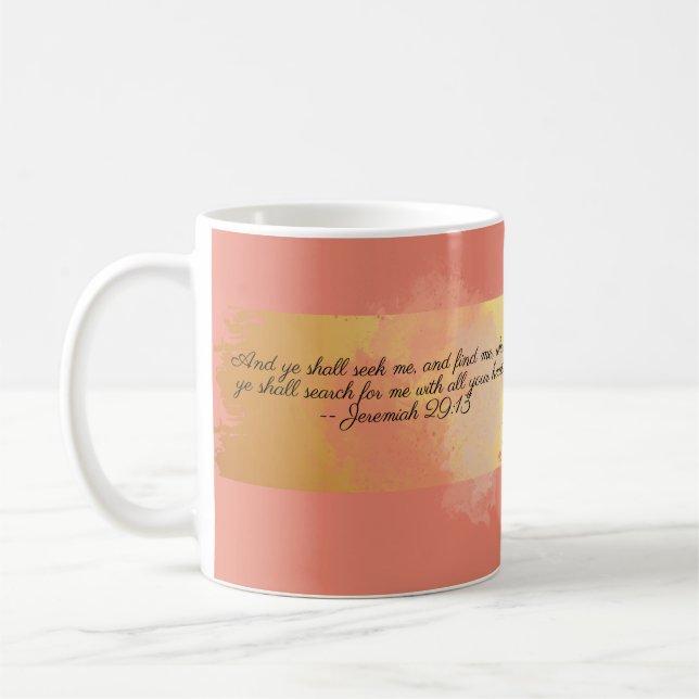 Coral and Gold Bible Scripting Kaffeetasse (Links)