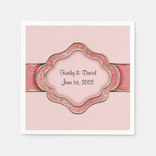 Coral and Gold Ribbon (Hochzeit) Serviette