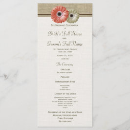Coral and Ivory Gerbera Daisy Wedding Program Programm