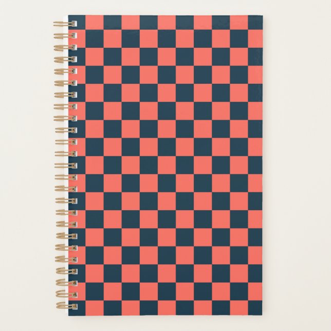Coral and navy checkerboard pattern planer (Vorderseite)