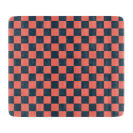 Coral and navy checkerboard pattern schneidebrett