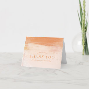 Coral and Peach Watercolor Wash Thank You Card Dankeskarte