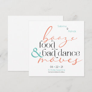 Coral Aqua Booze Food Bad Dance Moves Rettete das  Einladung