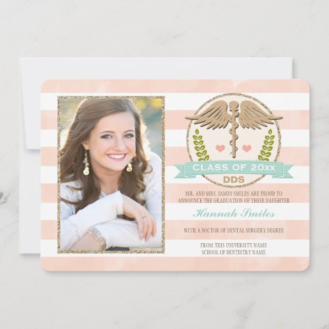 Coral Aqua Dental School Abschluss Ankündigung (Vorderseite)