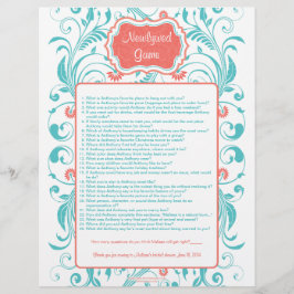 Coral Aqua Floral New Game Brautparty Game Game