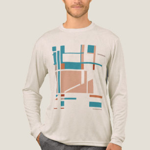 Coral Aqua Orange Geometric Abstract Design Tri-Blend Shirt