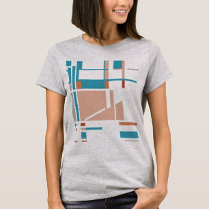 Coral Aqua Orange Geometric Abstrakt MCM Look T-Shirt