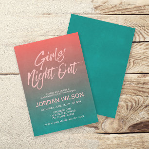 Coral Aquamarin Bachelorette Girls' Night Out Einl Einladung