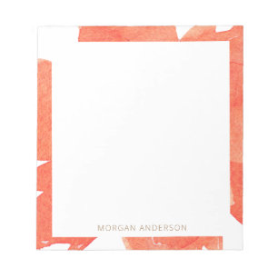 Coral Aquarell floral Monogramm Notizblock