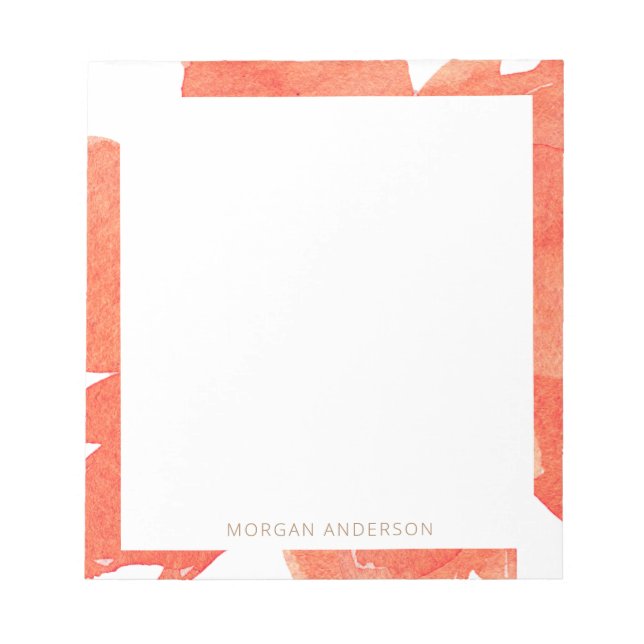 Coral Aquarell floral Monogramm Notizblock (Vorderseite)