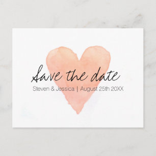 Coral Aquarellherz Save the Date Postkarten