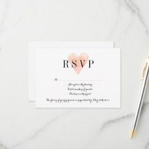 Coral Aquarellherz UAWG Hochzeitskarten RSVP Karte