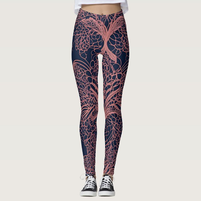 Coral Beige AI Art Leggings (Vorderseite)