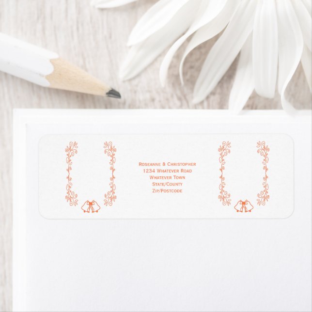 Coral Bells Scrollwork Wedding Rücksendeadresse (Insitu)