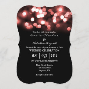 Coral Black Bokeh Glitzer Lights Hochzeiten Einlad Einladung