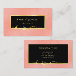 Coral Black Gold Hairstylist Visitenkarte