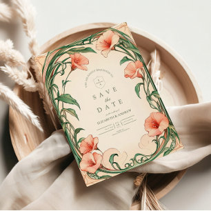 Coral-Bloom-Hochzeit Save The Date