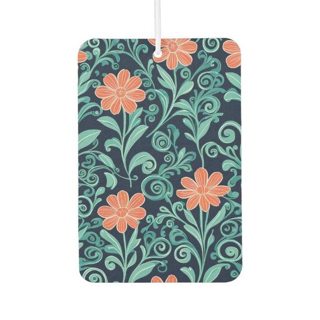 Coral Bloom Swirl Moderner Vector Bloral Autolufterfrischer (Vorderseite)