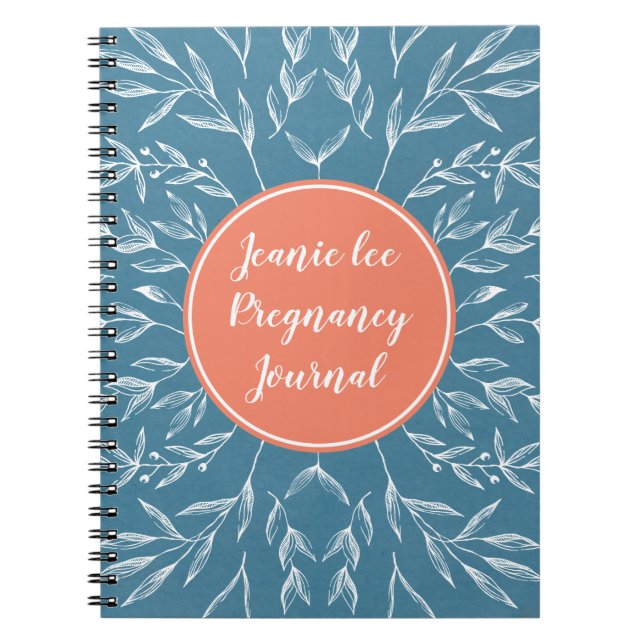 Coral & Blue Custom Pregnancy Journal Notizblock (Vorderseite)