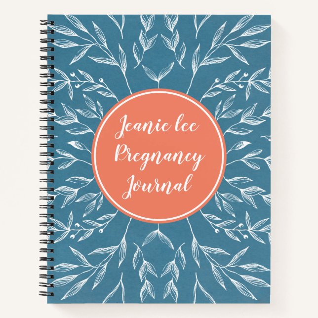 Coral & Blue Custom Pregnancy Journal Notizbuch (Vorderseite)