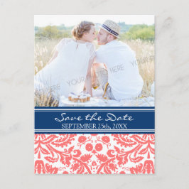 Coral Blue Foto Save the Date Hochzeitskarten Ankündigungspostkarte