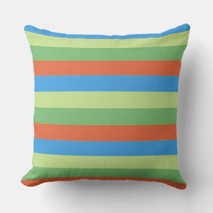 Coral Blue Green Moderne Streifen Kissen