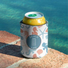 Coral Blue Nautic Monogram Dosenkühler