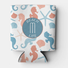Coral Blue Nautic Monogram Dosenkühler