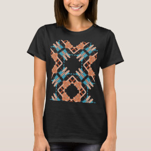 Coral Blue Rust Südwest Look Crisscross Abstrakt T-Shirt