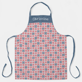 Coral Blue Star Pattern Personalized Name Schürze