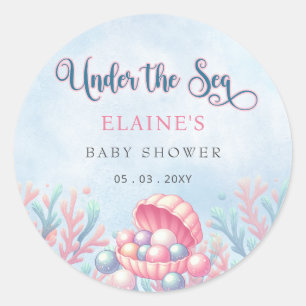 Coral Blue unter der Sea Marine Life Baby Dusche Runder Aufkleber