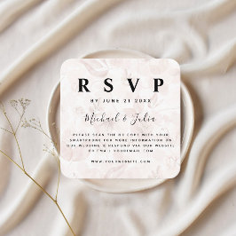Coral Blush Pink Floral Chic QR Code Wedding RSVP Begleitkarte