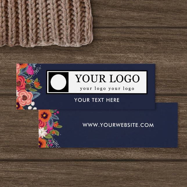 Coral Boho Florals Navy Blau Ihr Logo Anhänger (Von Creator hochgeladen)