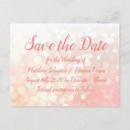 Coral Bokeh Personalisiert Save the Date Postkarte