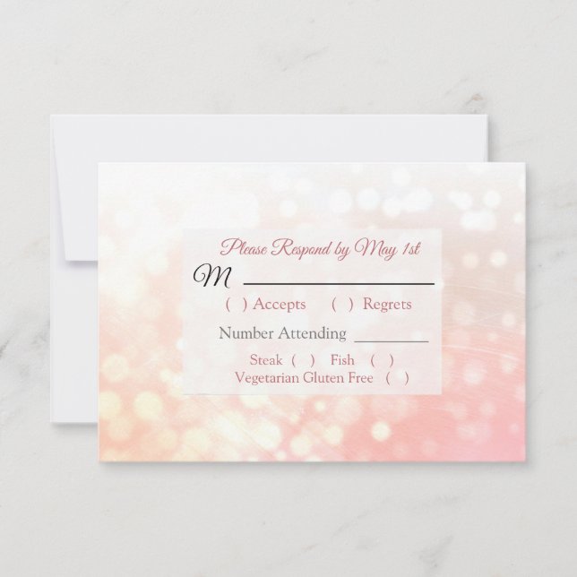 Coral Bokeh Wedding RSVP Karte (Vorderseite)