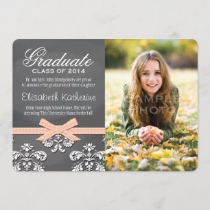 Coral Bow Chalkboard Lace Abschluss Ankündigung