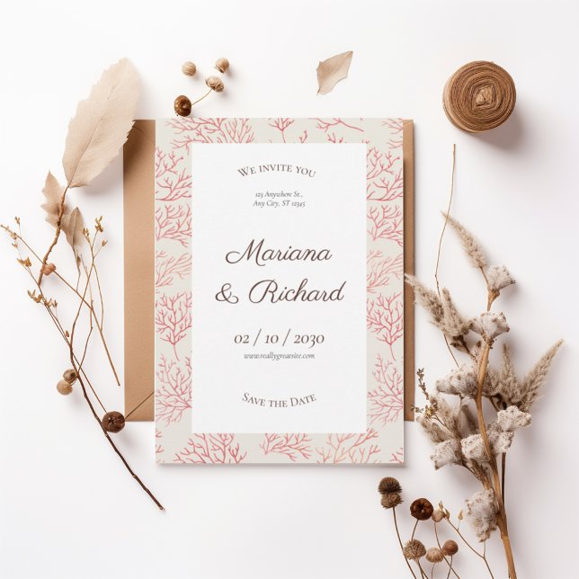 Coral Branch Save the Date Invitation Einladung (Von Creator hochgeladen)