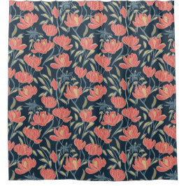 Coral Breeze Floral Duschvorhang