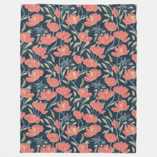 Coral Breeze Floral Fleecedecke