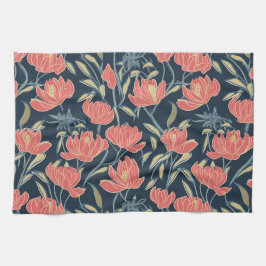 Coral Breeze Floral Geschirrtuch