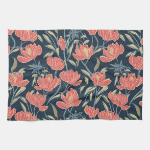 Coral Breeze Floral Geschirrtuch