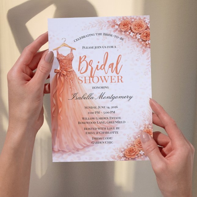 Coral Bridesmaid Dress Bridal Shower Einladung (Coral Bridesmaid Dress Bridal Shower Invitations
)