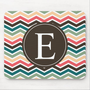 Coral Brown Aquamarin Zickzack Monogram Mousepad